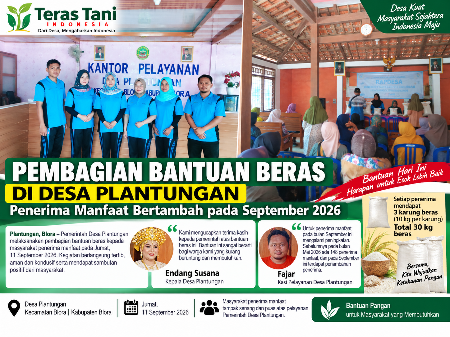 Pembagian Bantuan Beras di Desa Plantungan, Penerima Manfaat Bertambah pada September 2026